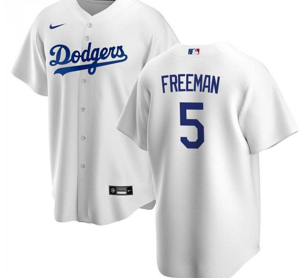 Men Los Angeles Dodgers #5 Freddie Freeman White Cool Base home 2022 MLB Jersey